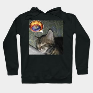 Kitty dreaming with the world on fire - weirdcore Hoodie
